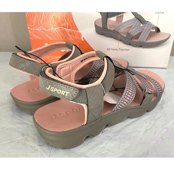 JSport by Jambu Gray and Pink Sandals - Picture 6 of 9